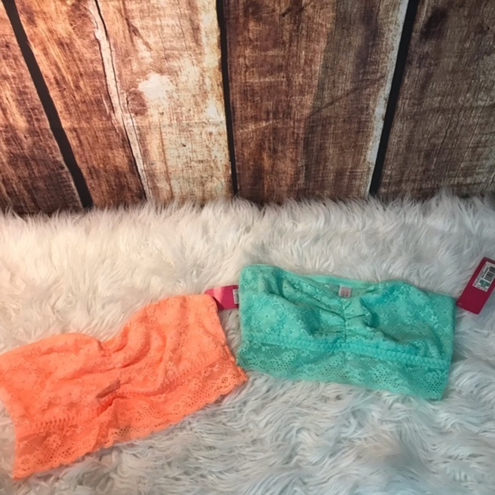 Xhilaration Peach and Aqua Lace Bra-lets Small